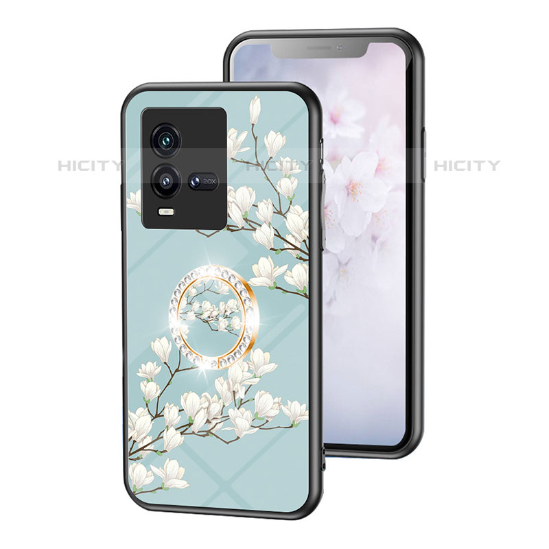 Coque Contour Silicone et Vitre Fleurs Miroir Etui Housse S01 pour Vivo iQOO 9T 5G Plus