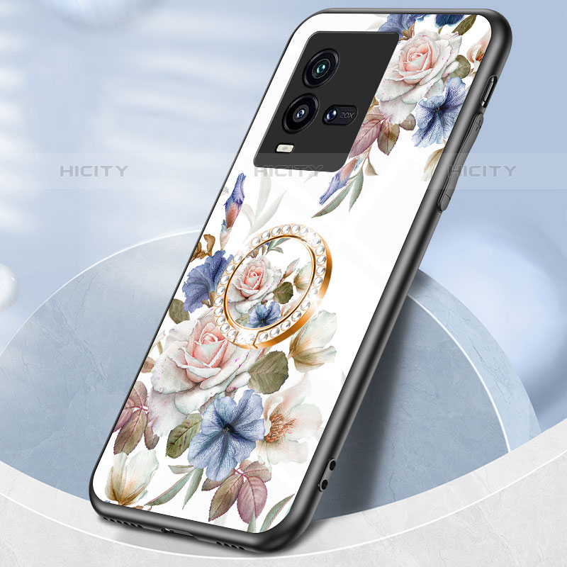 Coque Contour Silicone et Vitre Fleurs Miroir Etui Housse S01 pour Vivo iQOO 9T 5G Plus