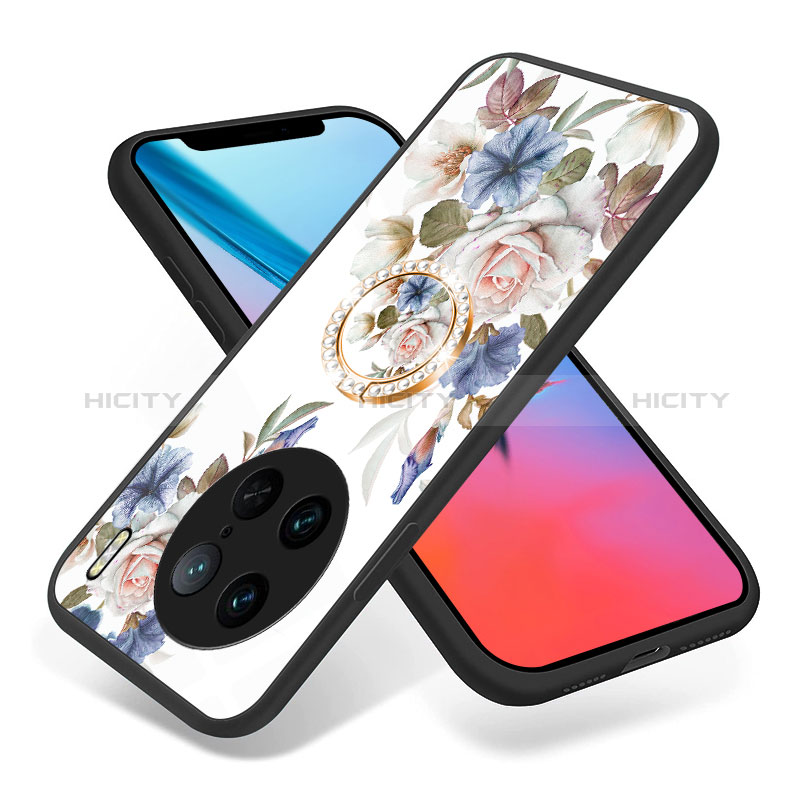 Coque Contour Silicone et Vitre Fleurs Miroir Etui Housse S01 pour Vivo X90 Pro 5G Plus