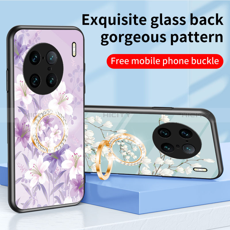 Coque Contour Silicone et Vitre Fleurs Miroir Etui Housse S01 pour Vivo X90 Pro+ Plus 5G Plus