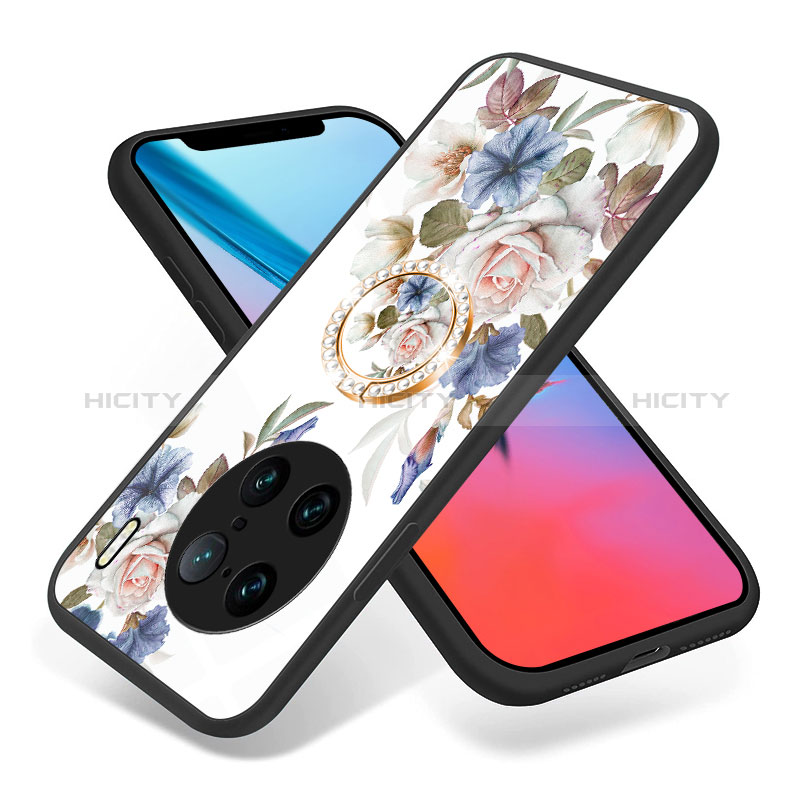 Coque Contour Silicone et Vitre Fleurs Miroir Etui Housse S01 pour Vivo X90 Pro+ Plus 5G Plus