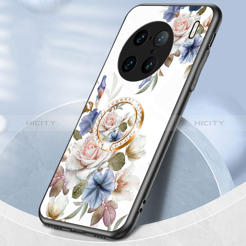 Coque Contour Silicone et Vitre Fleurs Miroir Etui Housse S01 pour Vivo X90 Pro+ Plus 5G Plus