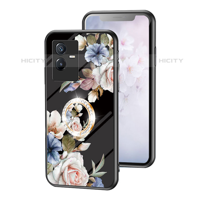 Coque Contour Silicone et Vitre Fleurs Miroir Etui Housse S01 pour Vivo Y73t Plus