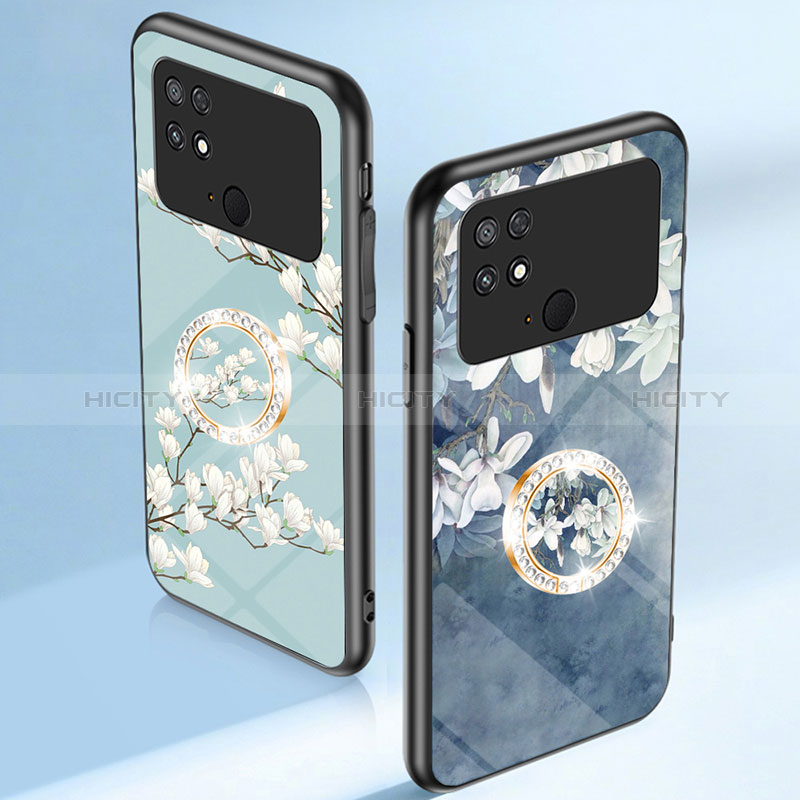 Coque Contour Silicone et Vitre Fleurs Miroir Etui Housse S01 pour Xiaomi Poco C40 Plus