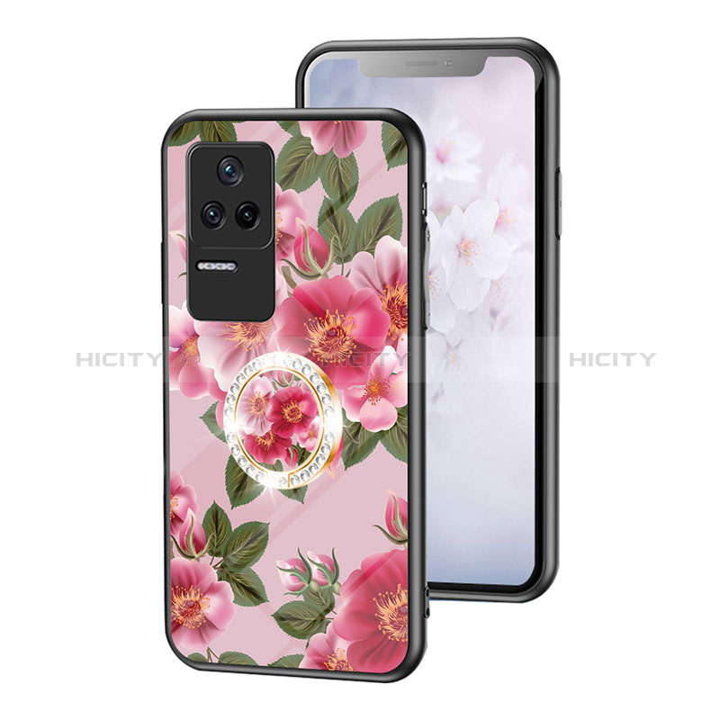 Coque Contour Silicone et Vitre Fleurs Miroir Etui Housse S01 pour Xiaomi Poco F4 5G Plus