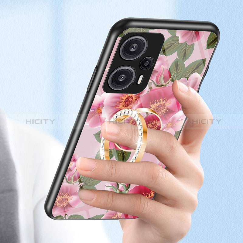 Coque Contour Silicone et Vitre Fleurs Miroir Etui Housse S01 pour Xiaomi Poco F5 5G Plus