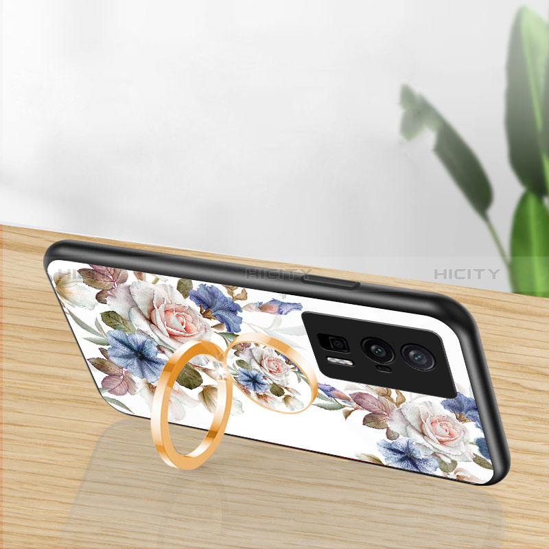 Coque Contour Silicone et Vitre Fleurs Miroir Etui Housse S01 pour Xiaomi Poco F5 Pro 5G Plus