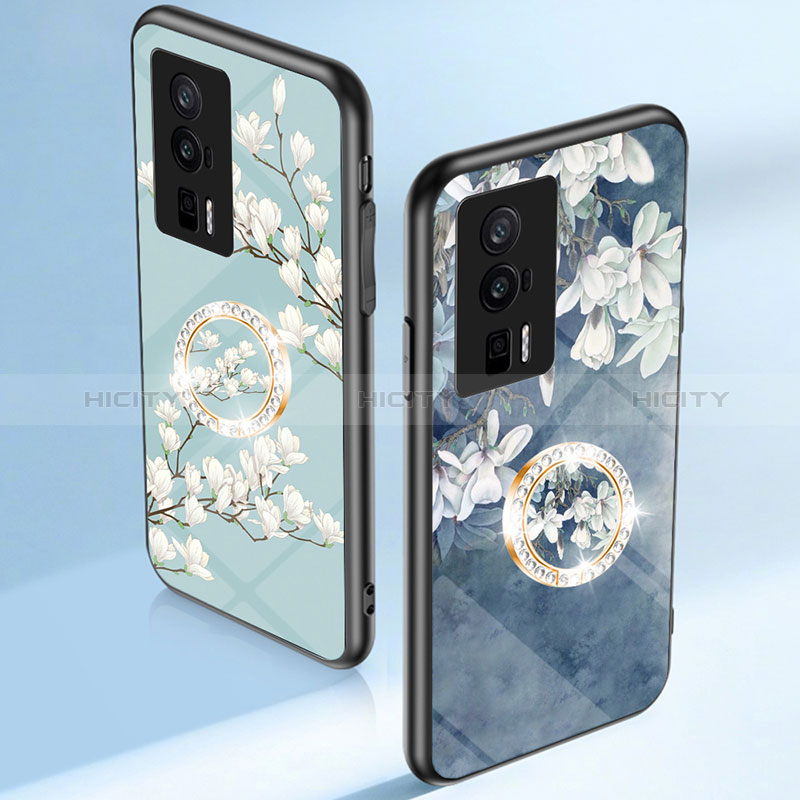 Coque Contour Silicone et Vitre Fleurs Miroir Etui Housse S01 pour Xiaomi Poco F5 Pro 5G Plus