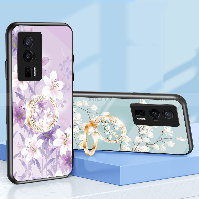 Coque Contour Silicone et Vitre Fleurs Miroir Etui Housse S01 pour Xiaomi Redmi K60 Pro 5G Plus