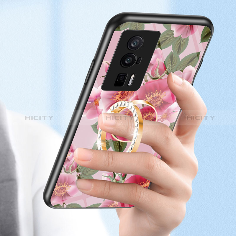 Coque Contour Silicone et Vitre Fleurs Miroir Etui Housse S01 pour Xiaomi Redmi K60 Pro 5G Plus