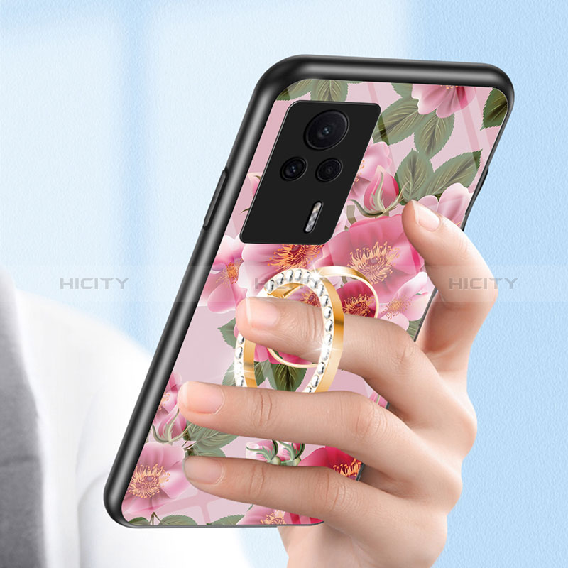 Coque Contour Silicone et Vitre Fleurs Miroir Etui Housse S01 pour Xiaomi Redmi K60E 5G Plus