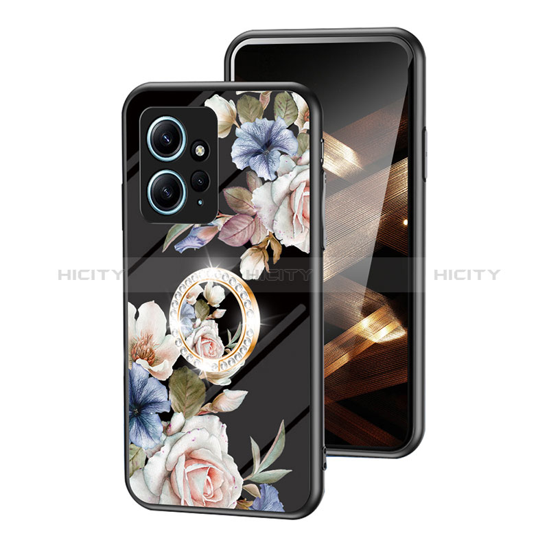 Coque Contour Silicone et Vitre Fleurs Miroir Etui Housse S01 pour Xiaomi Redmi Note 12 4G Noir Plus