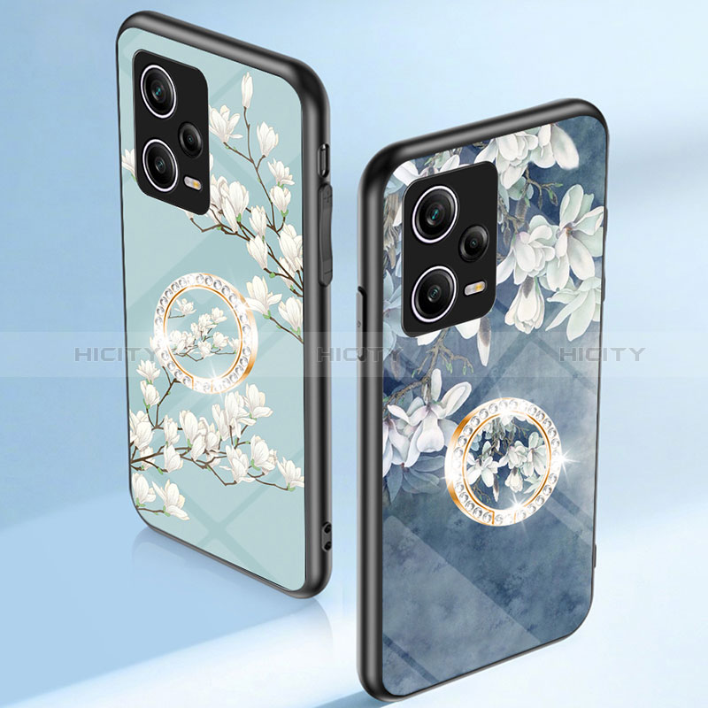 Coque Contour Silicone et Vitre Fleurs Miroir Etui Housse S01 pour Xiaomi Redmi Note 12 Pro 5G Plus