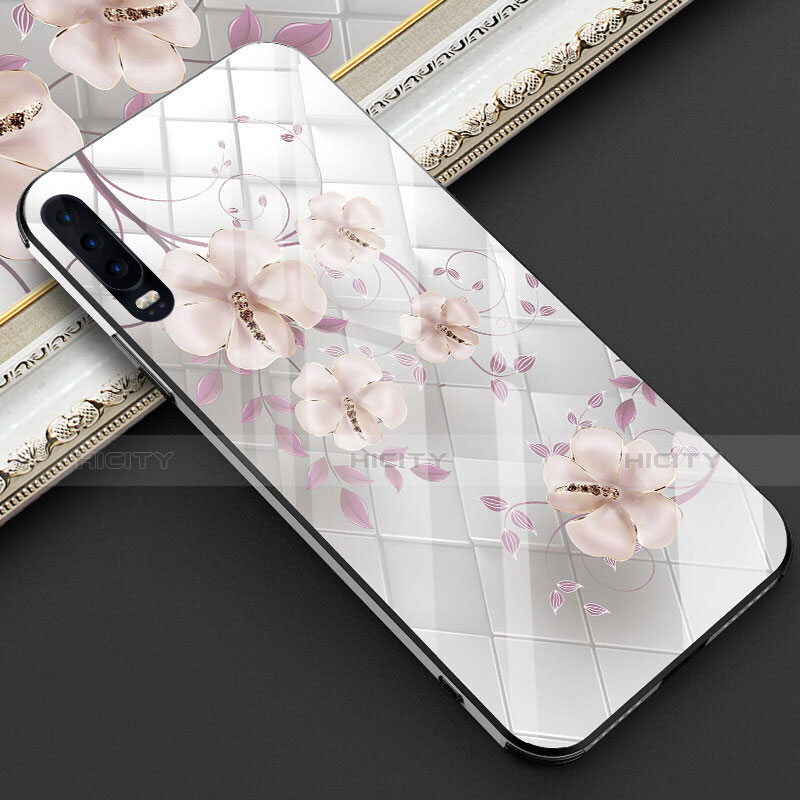 Coque Contour Silicone et Vitre Fleurs Miroir Etui Housse S02 pour Huawei P30 Plus