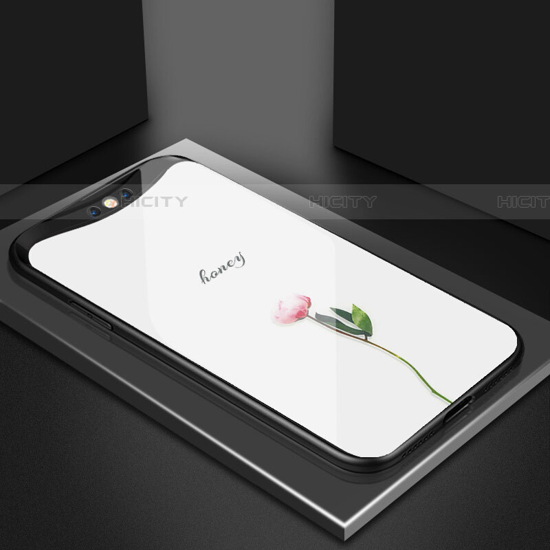 Coque Contour Silicone et Vitre Fleurs Miroir Etui Housse S02 pour Oppo Find X Super Flash Edition Rose Plus