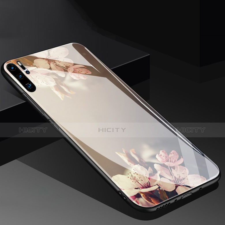 Coque Contour Silicone et Vitre Fleurs Miroir pour Huawei P30 Pro New Edition Or Plus