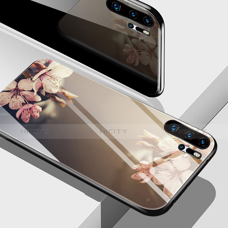 Coque Contour Silicone et Vitre Fleurs Miroir pour Huawei P30 Pro Or Plus