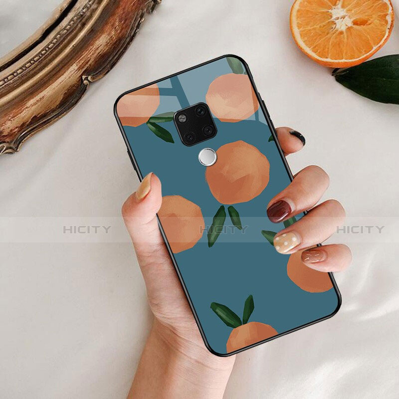 Coque Contour Silicone et Vitre Fruit Miroir pour Huawei Mate 20 Bleu Plus