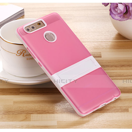 Coque Contour Silicone et Vitre Mat avec Bequille pour Huawei P9 Plus Rose Plus