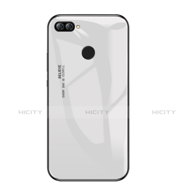 Coque Contour Silicone et Vitre Miroir Housse Etui Degrade Arc en Ciel pour Huawei Enjoy 7S Blanc Plus