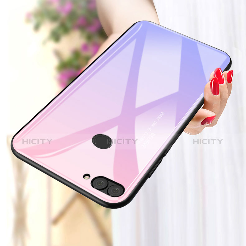 Coque Contour Silicone et Vitre Miroir Housse Etui Degrade Arc en Ciel pour Huawei Honor 9i Plus