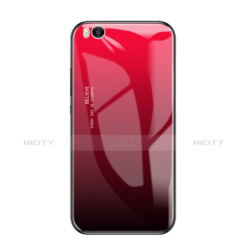 Coque Contour Silicone et Vitre Miroir Housse Etui Degrade Arc en Ciel pour Xiaomi Mi 5S 4G Rouge Plus