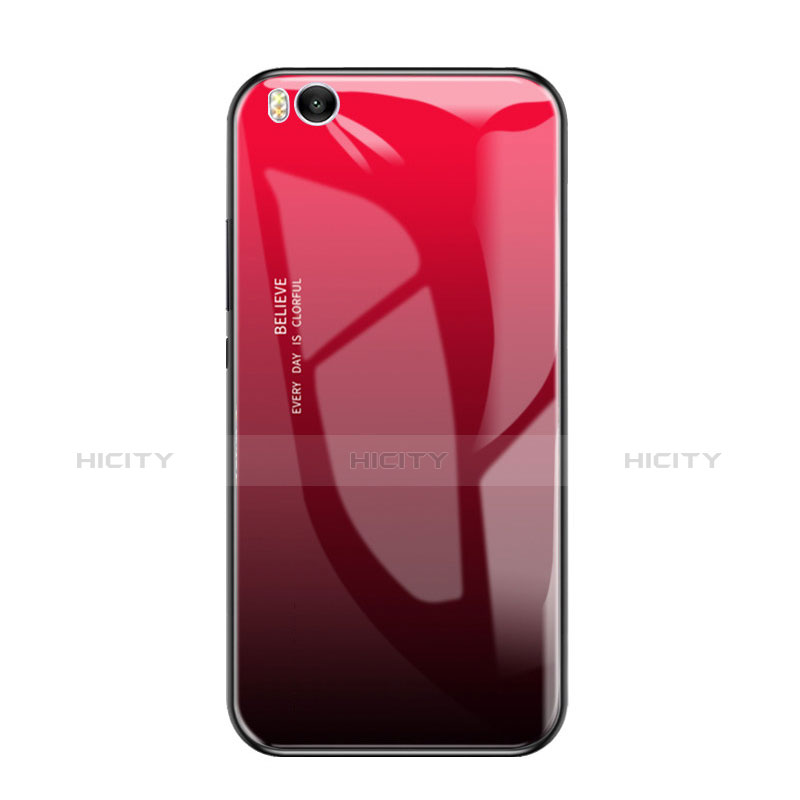 Coque Contour Silicone et Vitre Miroir Housse Etui Degrade Arc en Ciel pour Xiaomi Mi 5S Rouge Plus