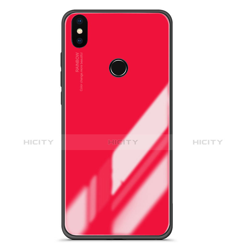 Coque Contour Silicone et Vitre Miroir Housse Etui Degrade pour Xiaomi Mi 6X Rouge Plus