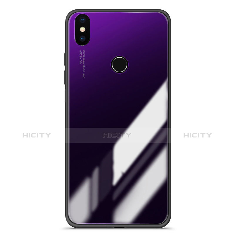 Coque Contour Silicone et Vitre Miroir Housse Etui Degrade pour Xiaomi Mi 6X Violet Plus