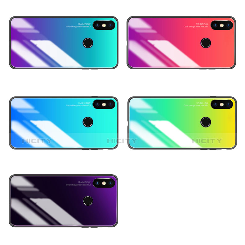 Coque Contour Silicone et Vitre Miroir Housse Etui Degrade pour Xiaomi Mi A2 Plus