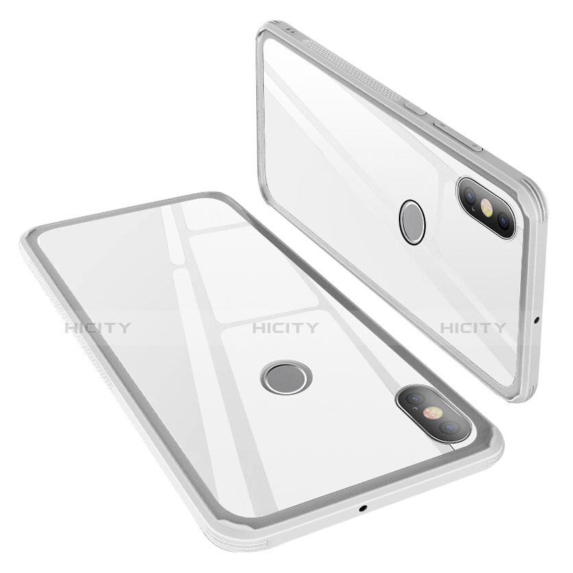 Coque Contour Silicone et Vitre Miroir Housse Etui M02 pour Xiaomi Mi 8 Blanc Plus