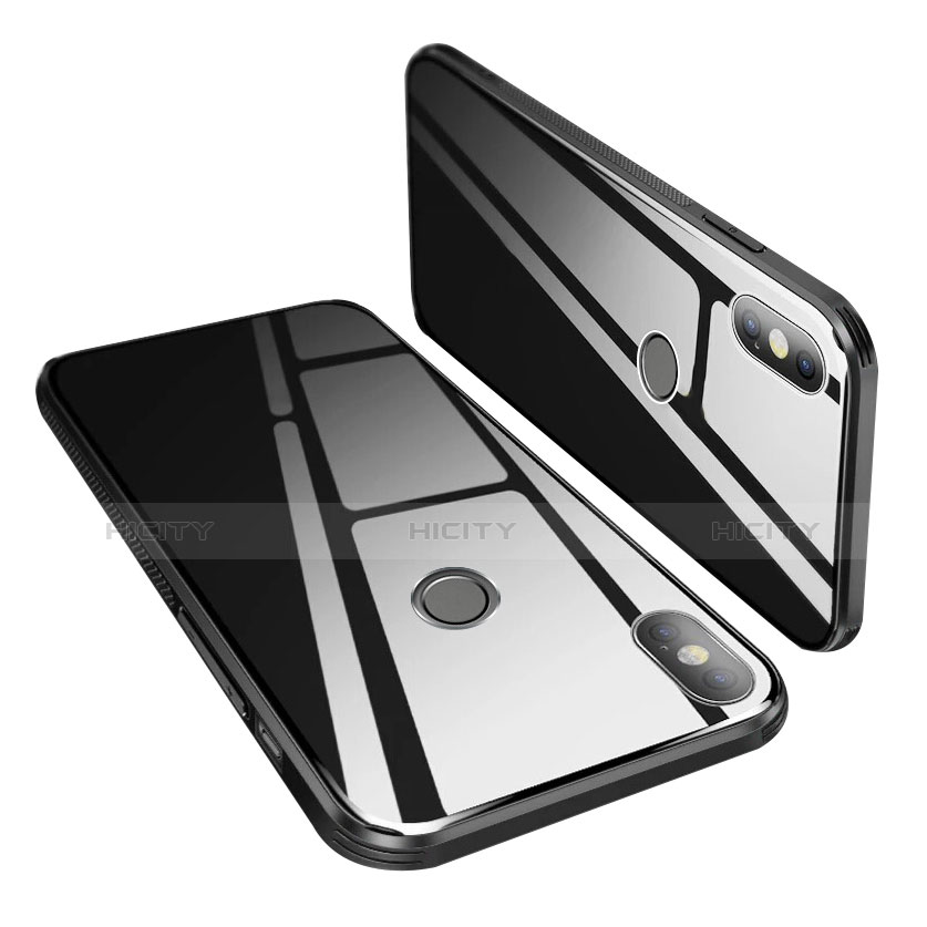 Coque Contour Silicone et Vitre Miroir Housse Etui M02 pour Xiaomi Mi 8 Noir Plus