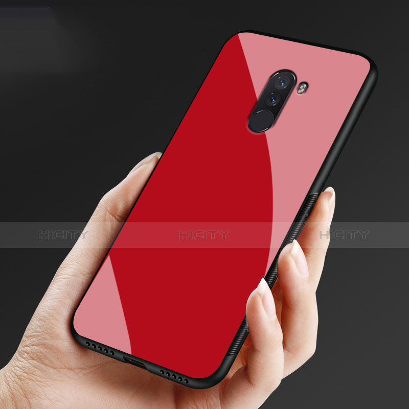 Coque Contour Silicone et Vitre Miroir Housse Etui pour Xiaomi Pocophone F1 Plus