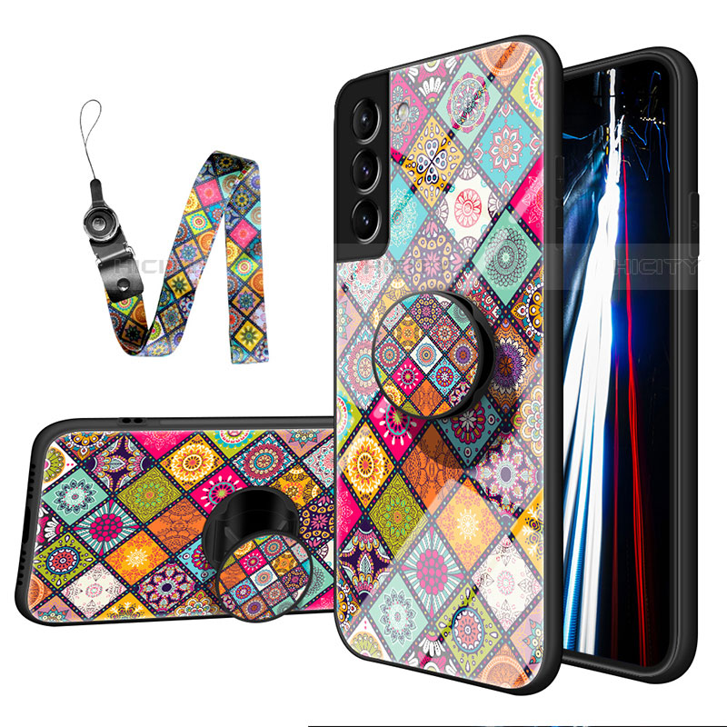 Coque Contour Silicone et Vitre Motif Fantaisie Miroir Etui Housse A01 pour Samsung Galaxy S21 5G Colorful Plus