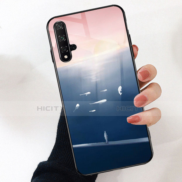 Coque Contour Silicone et Vitre Motif Fantaisie Miroir Etui Housse D01 pour Huawei Honor 20 Bleu Plus