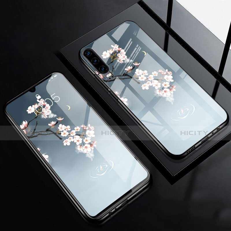 Coque Contour Silicone et Vitre Motif Fantaisie Miroir Etui Housse F01 pour Huawei P30 Gris Plus