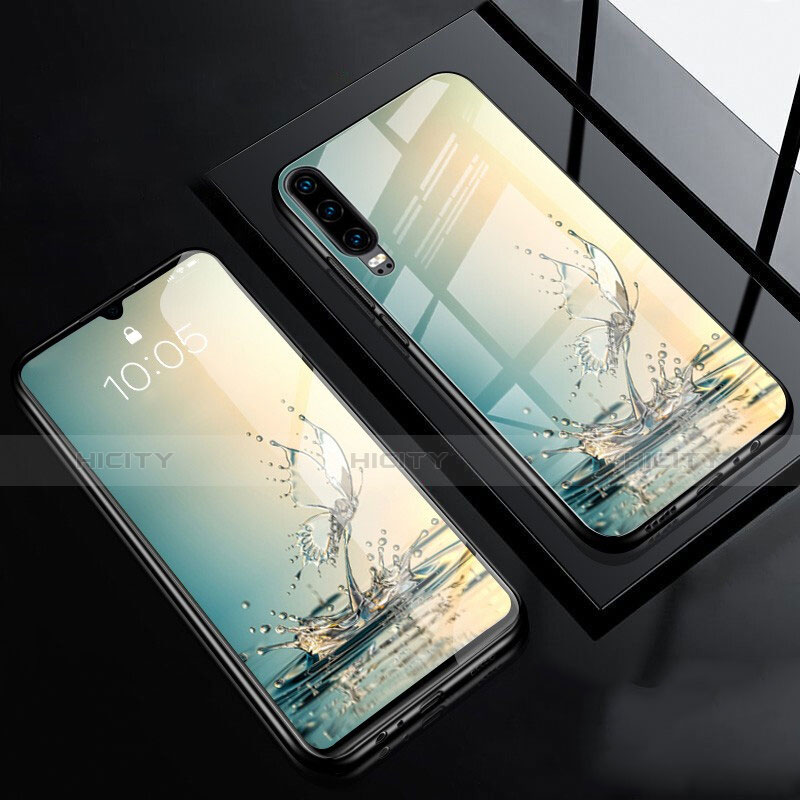 Coque Contour Silicone et Vitre Motif Fantaisie Miroir Etui Housse F01 pour Huawei P30 Plus