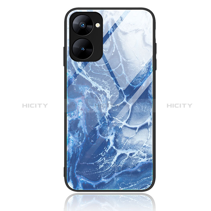 Coque Contour Silicone et Vitre Motif Fantaisie Miroir Etui Housse JM1 pour Realme Q5x 5G Bleu Plus