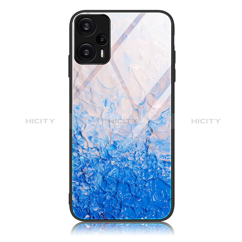 Coque Contour Silicone et Vitre Motif Fantaisie Miroir Etui Housse JM1 pour Xiaomi Poco F5 5G Bleu Ciel Plus