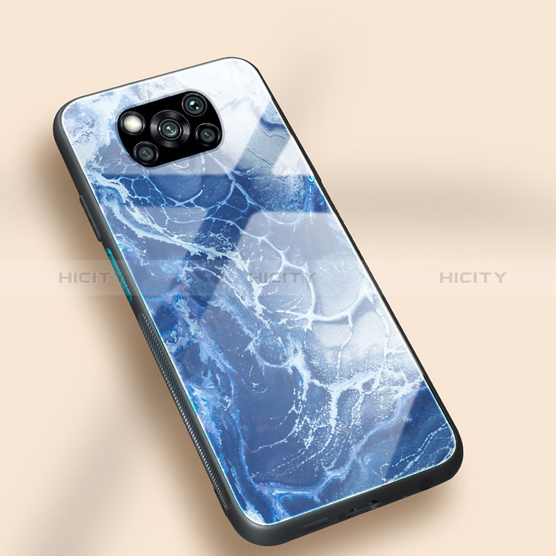 Coque Contour Silicone et Vitre Motif Fantaisie Miroir Etui Housse JM1 pour Xiaomi Poco X3 NFC Bleu Royal Plus