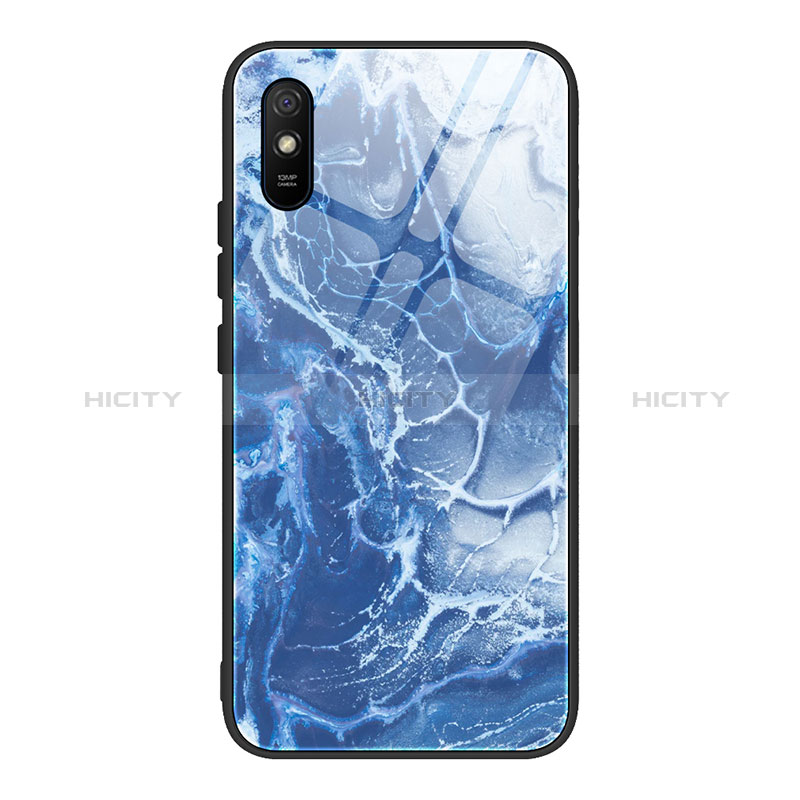 Coque Contour Silicone et Vitre Motif Fantaisie Miroir Etui Housse JM1 pour Xiaomi Redmi 9i Bleu Royal Plus