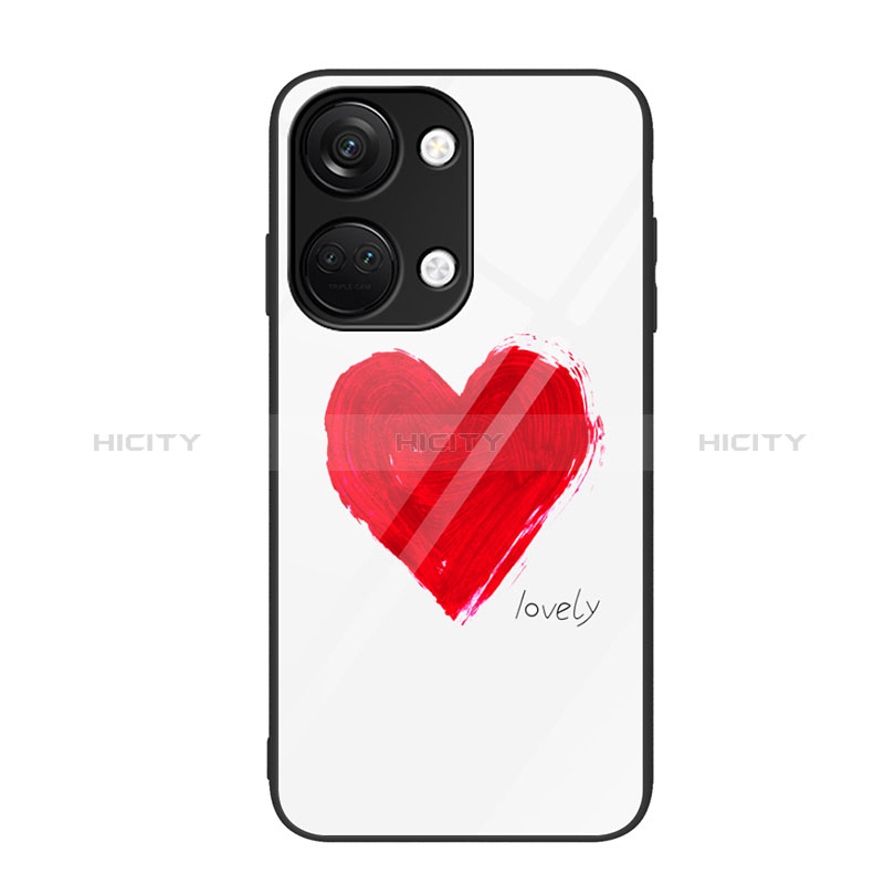 Coque Contour Silicone et Vitre Motif Fantaisie Miroir Etui Housse JM2 pour OnePlus Ace 2V 5G Rouge Plus