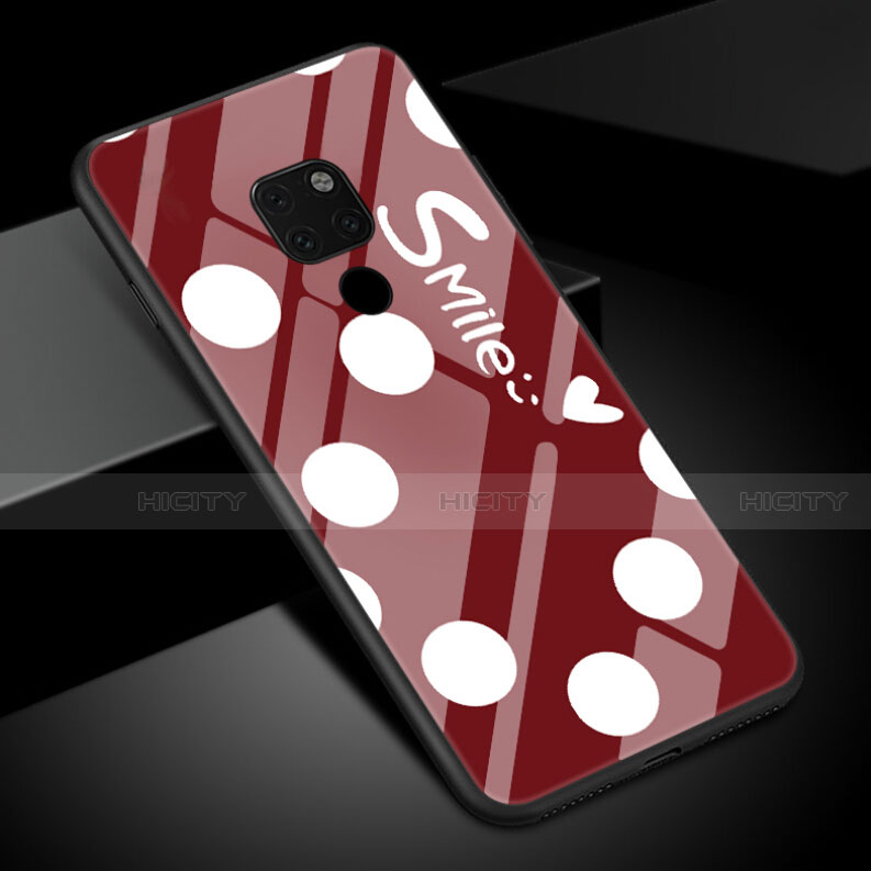 Coque Contour Silicone et Vitre Motif Fantaisie Miroir Etui Housse K01 pour Huawei Mate 20 Rouge Plus