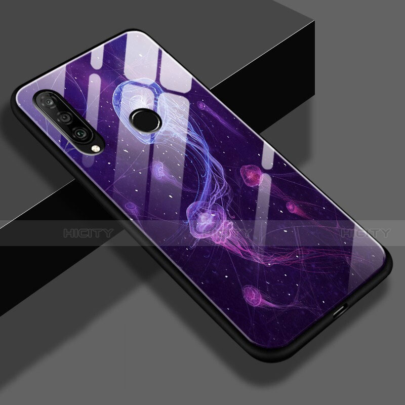 Coque Contour Silicone et Vitre Motif Fantaisie Miroir Etui Housse K01 pour Huawei Nova 4e Violet Plus