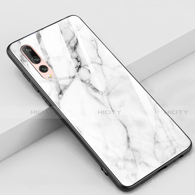 Coque Contour Silicone et Vitre Motif Fantaisie Miroir Etui Housse K01 pour Huawei P20 Pro Blanc Plus