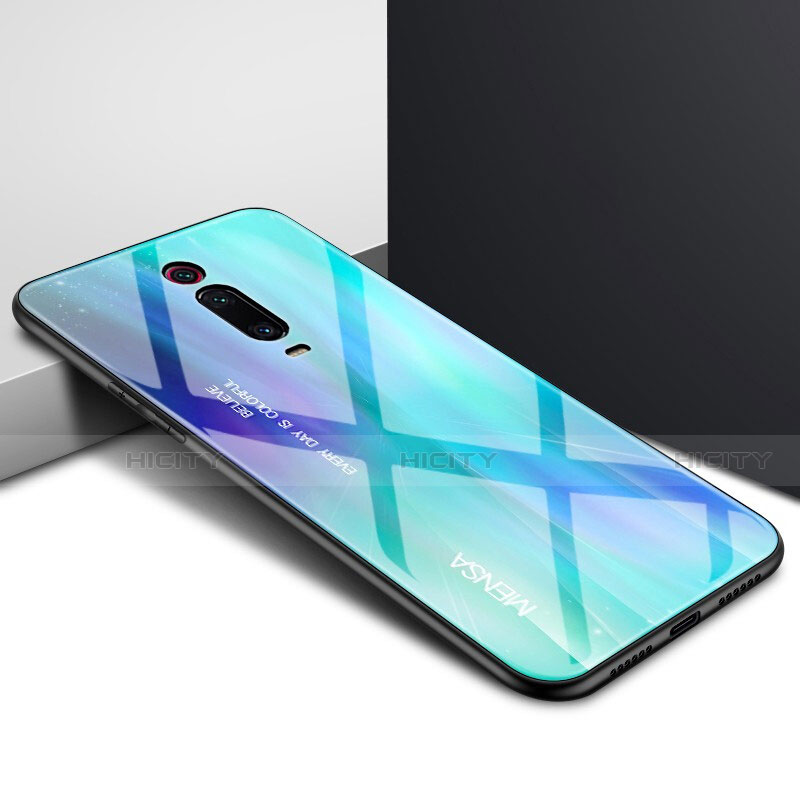 Coque Contour Silicone et Vitre Motif Fantaisie Miroir Etui Housse K04 pour Xiaomi Mi 9T Pro Cyan Plus