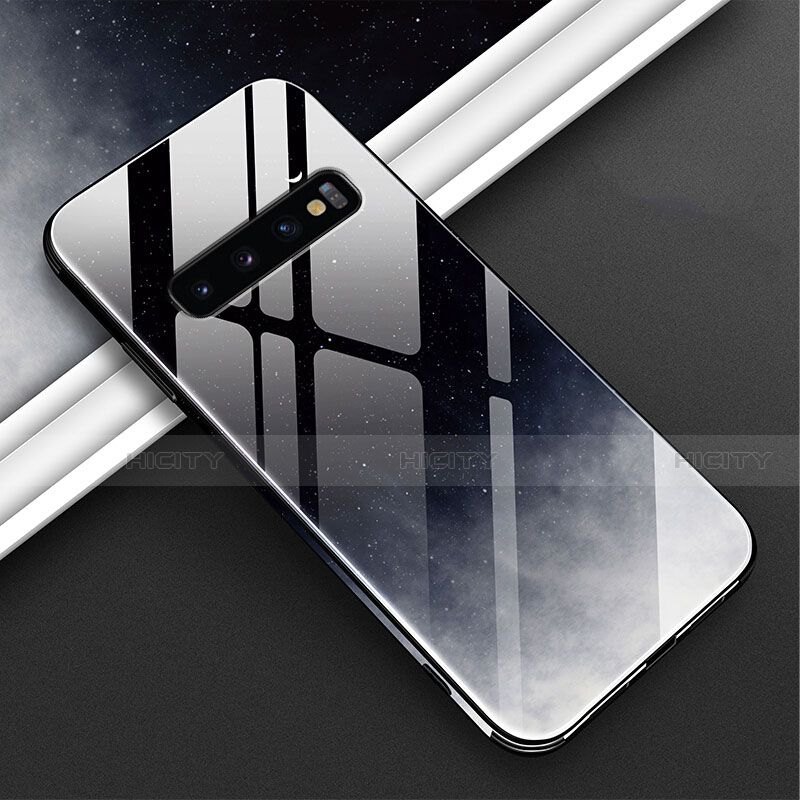 Coque Contour Silicone et Vitre Motif Fantaisie Miroir Etui Housse K06 pour Samsung Galaxy S10 Plus Noir Plus