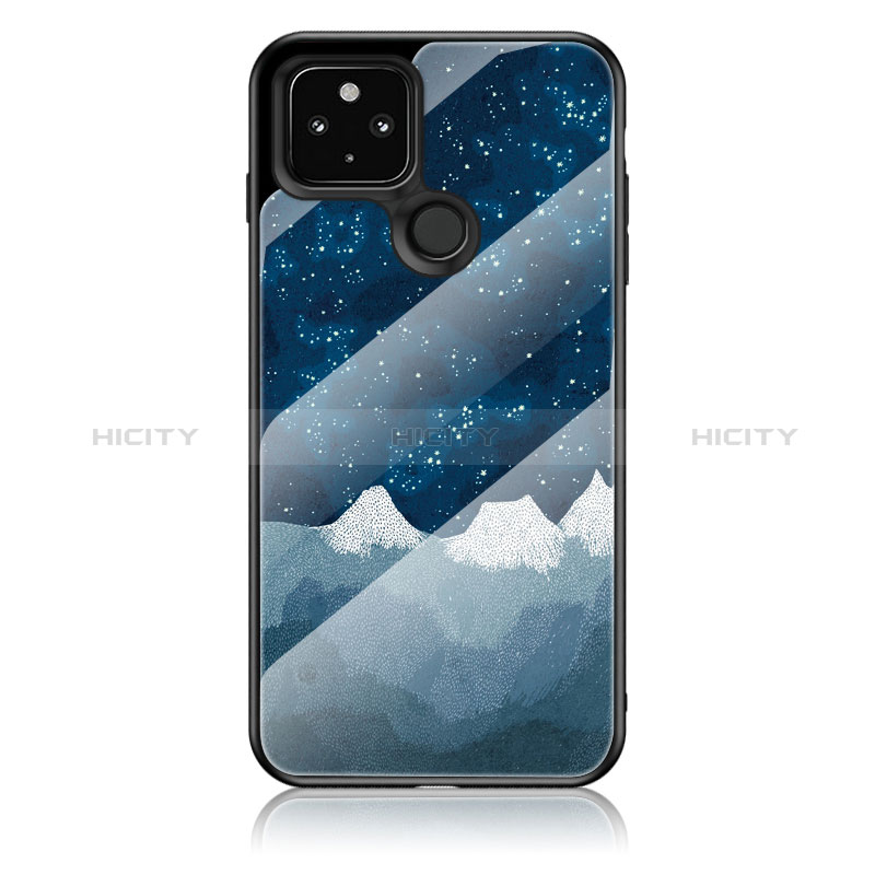 Coque Contour Silicone et Vitre Motif Fantaisie Miroir Etui Housse LS1 pour Google Pixel 5 Bleu Plus