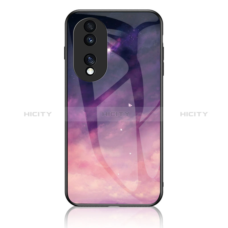 Coque Contour Silicone et Vitre Motif Fantaisie Miroir Etui Housse LS1 pour Huawei Honor 70 Pro+ Plus 5G Violet Plus