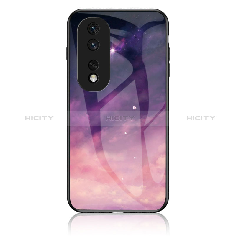 Coque Contour Silicone et Vitre Motif Fantaisie Miroir Etui Housse LS1 pour Huawei Honor 80 Pro 5G Violet Plus